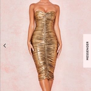 House of CB Gaia Metallic Gold Dress